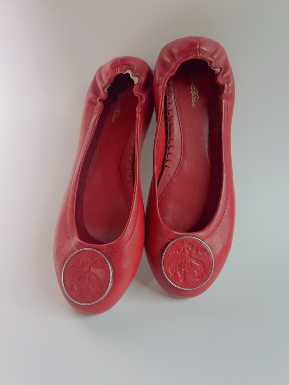 Brooks Brothers Red Leather Ballet Flats Women’s Size 9 Slip On Shoes - Picture 11 of 16